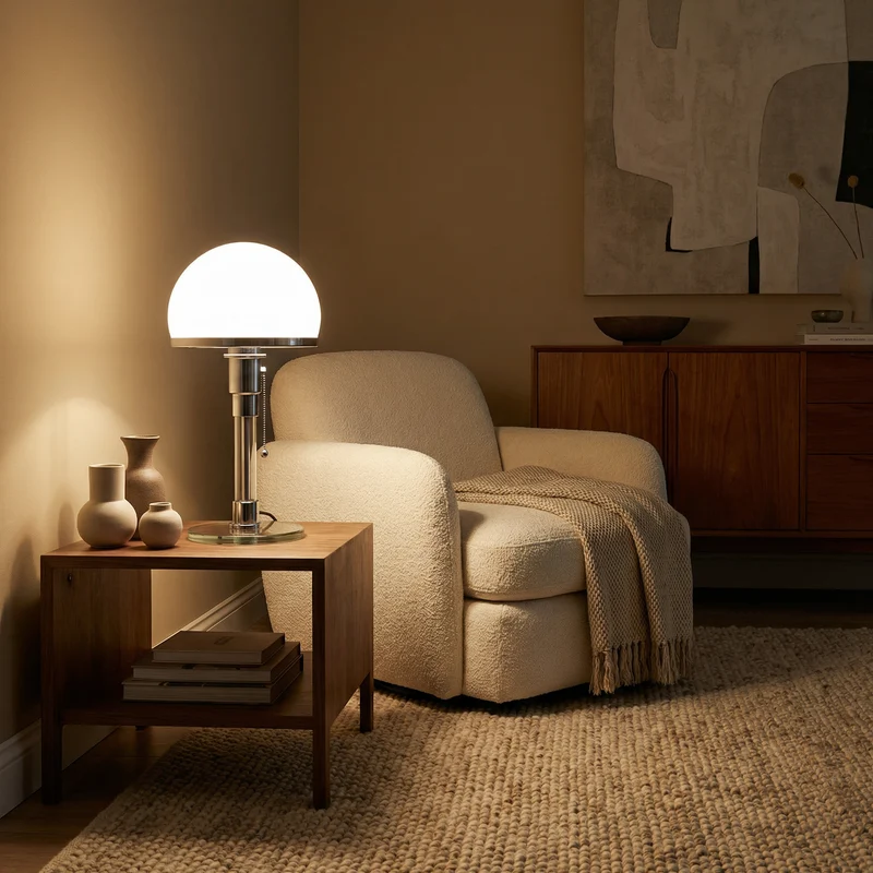 Nordische Design-Schreibtischlampe aus Glas und Metall – Orinox