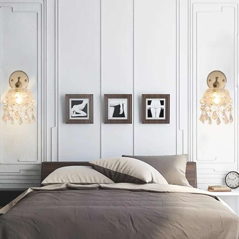 Wall Sconce Light French Luxury Bright Brass Crystal Tassel
