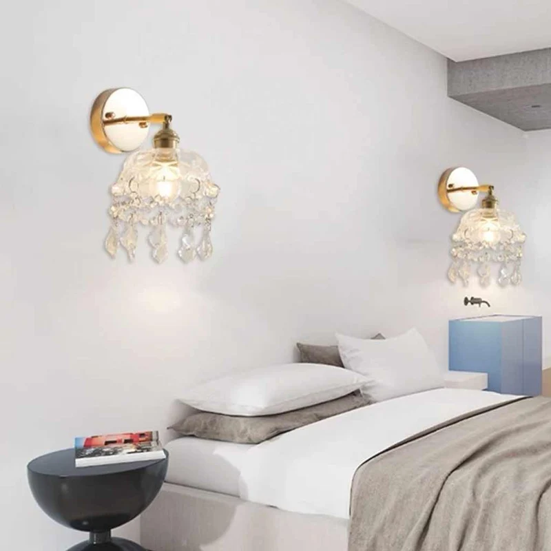Wall Sconce Light French Luxury Bright Brass Crystal Tassel