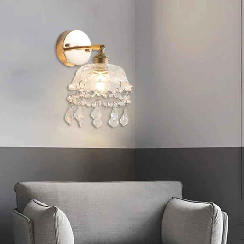Wall Sconce Light French Luxury Bright Brass Crystal Tassel
