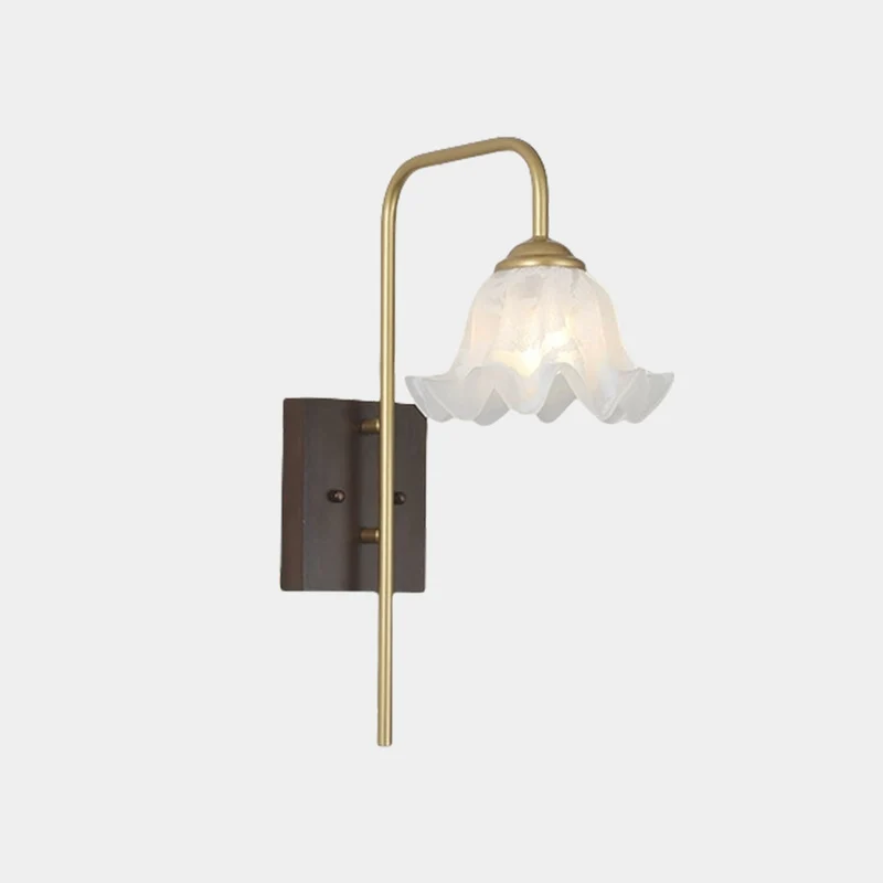 Wall Mounted Sconce Light Retro Iron White Glass Floral Lily of the Valley