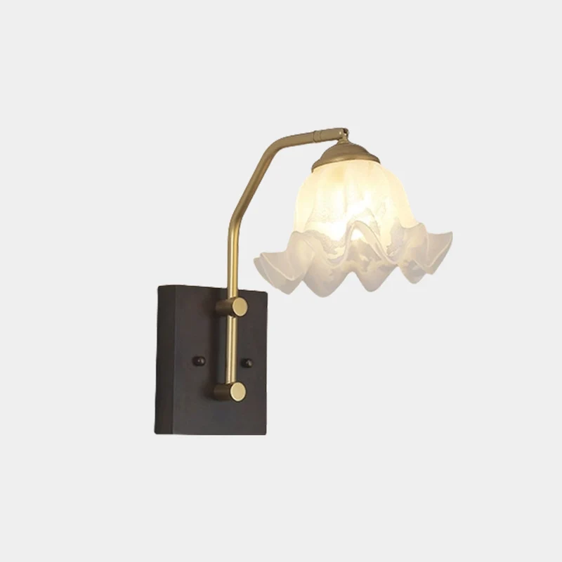Wall Mounted Sconce Light Retro Iron White Glass Floral Lily of the Valley