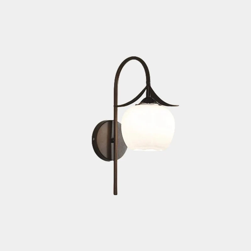 Wall Mounted Sconce Light Retro Iron White Glass Floral Lily of the Valley
