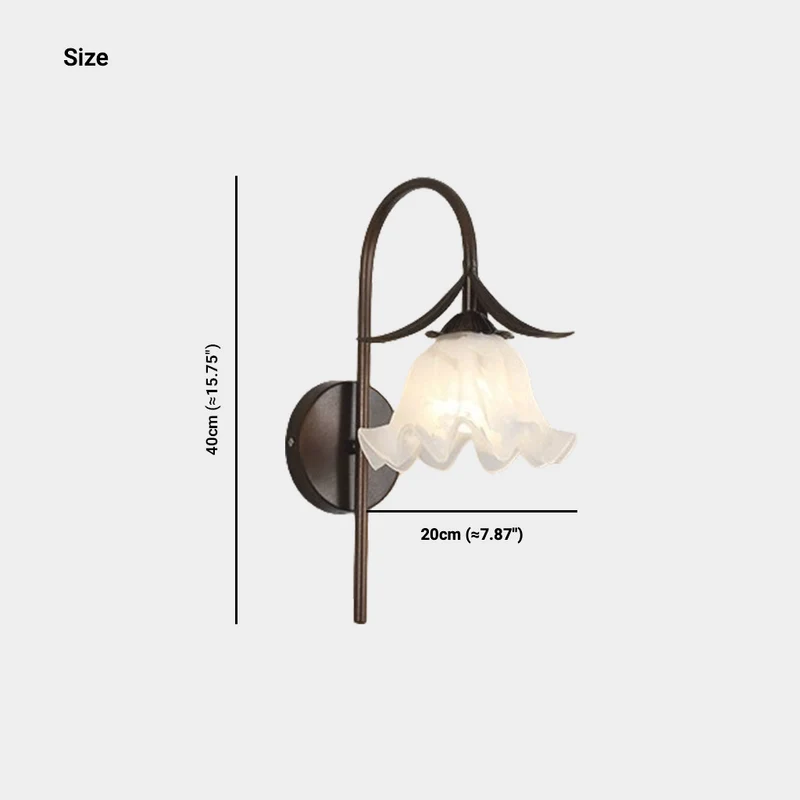 Wall Mounted Sconce Light Retro Iron White Glass Floral Lily of the Valley