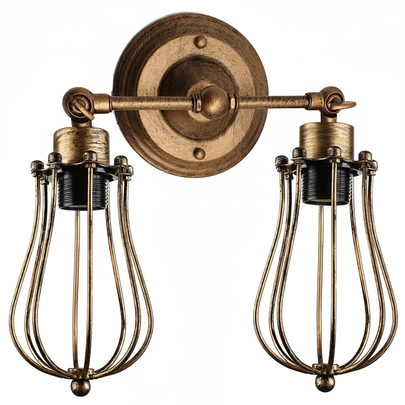 Wandleuchte Industrial Drahtkäfig E27 Vintage Wandlampe~3153