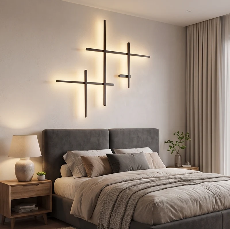 Minimalistische LED-Wandleuchte Schwarz oder Weiß für Wohnzimmer – Néoléa