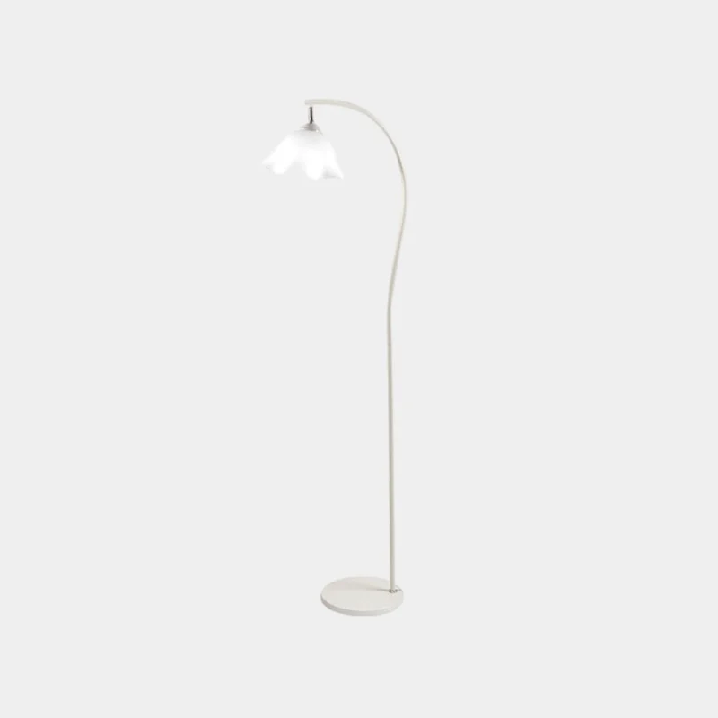 Floor Lamp Elegant Cream Flower Lily of the Valley Iron Arc, White