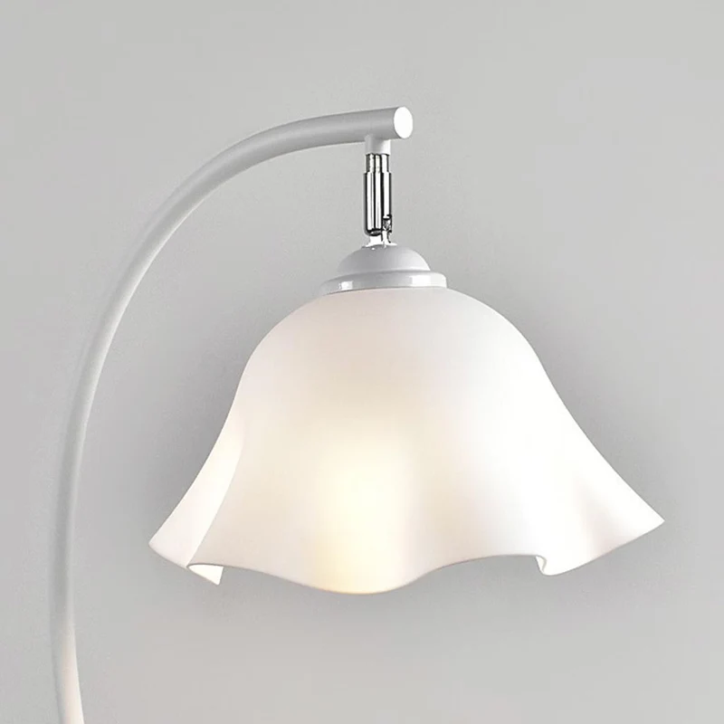 Floor Lamp Elegant Cream Flower Lily of the Valley Iron Arc, White