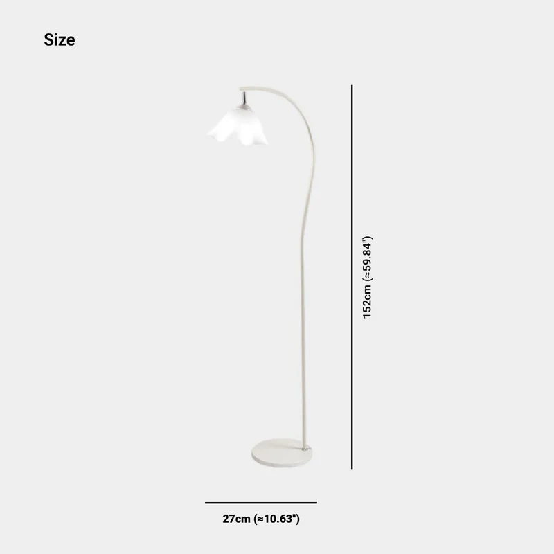 Floor Lamp Elegant Cream Flower Lily of the Valley Iron Arc, White