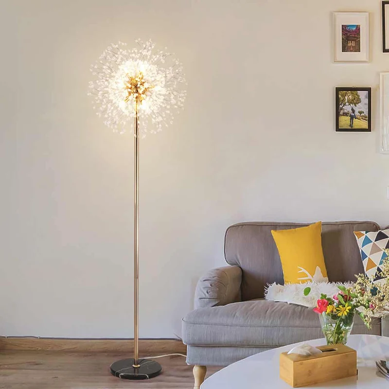 Floor Lamp Gorgeous Crystal Dandelion, Gold / Silver