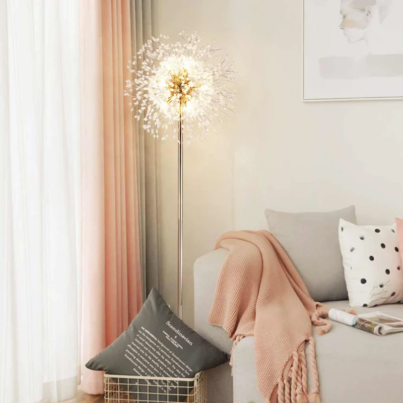 Floor Lamp Gorgeous Crystal Dandelion, Gold / Silver