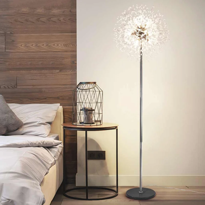 Floor Lamp Gorgeous Crystal Dandelion, Gold / Silver