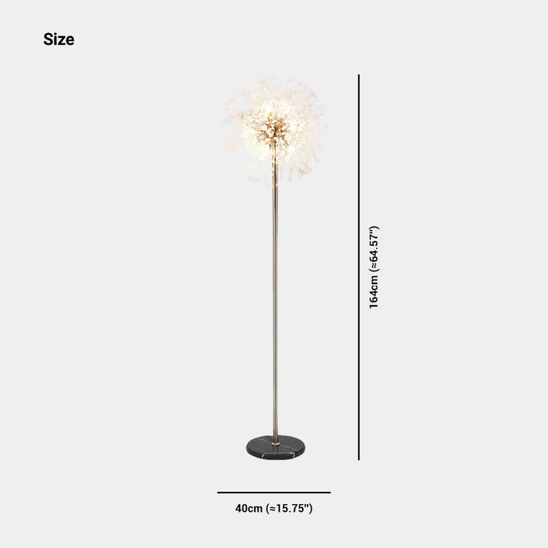 Floor Lamp Gorgeous Crystal Dandelion, Gold / Silver