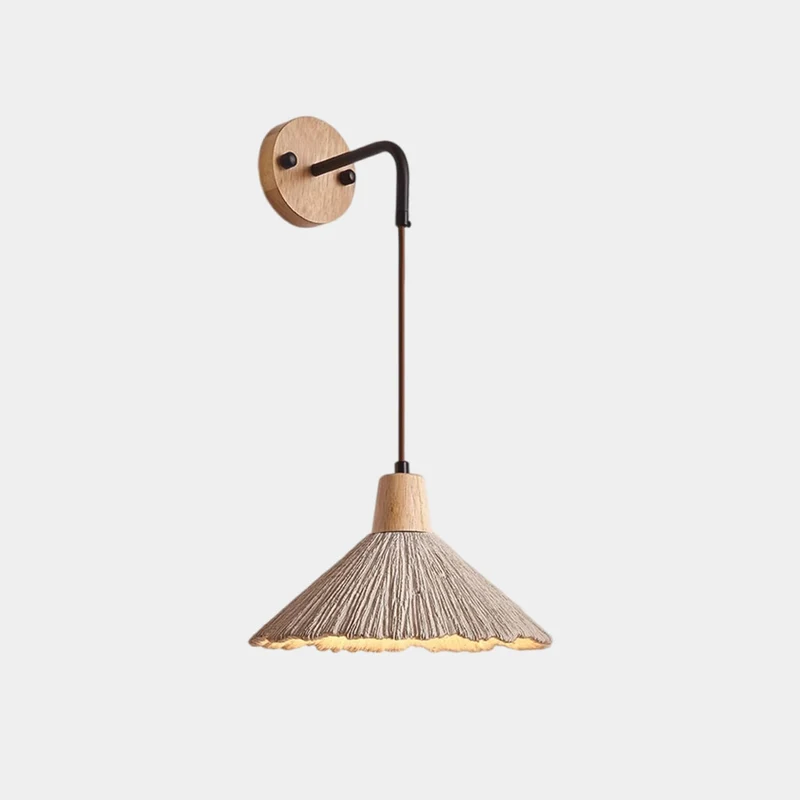 Wooden Cement Wall Lamp Japandi for Bedroom & Living Room