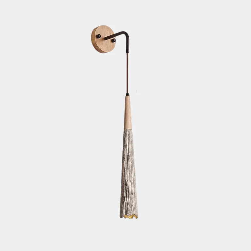 Wooden Cement Wall Lamp Japandi for Bedroom & Living Room