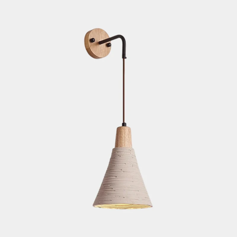 Wooden Cement Wall Lamp Japandi for Bedroom & Living Room