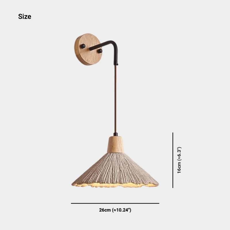 Wooden Cement Wall Lamp Japandi for Bedroom & Living Room