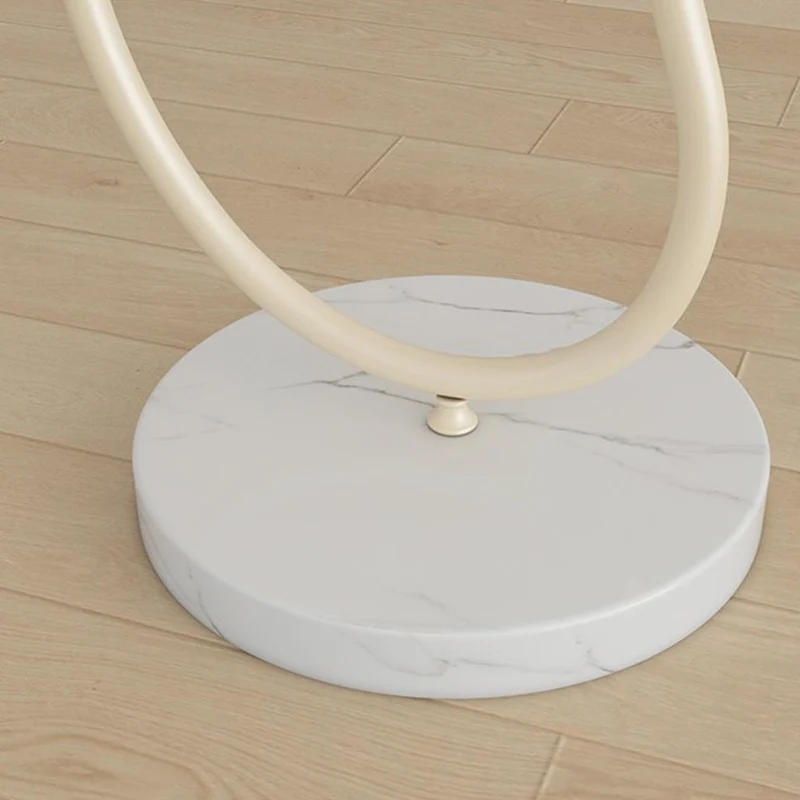 Floor Lamp Cream Curved Fabric Shade with Table