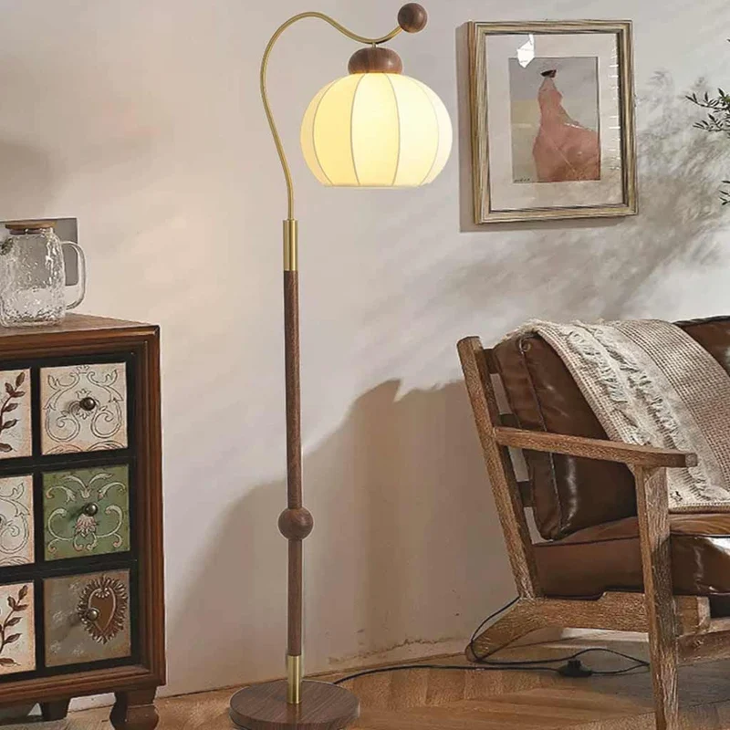 Table / Floor Lamp Vintage Lantern with Fabric Shade