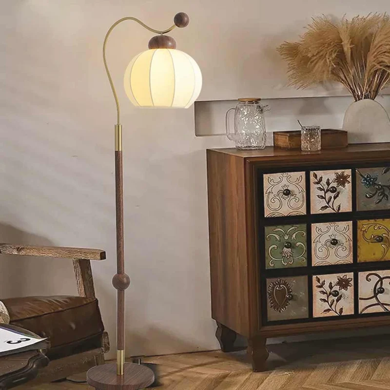 Table / Floor Lamp Vintage Lantern with Fabric Shade