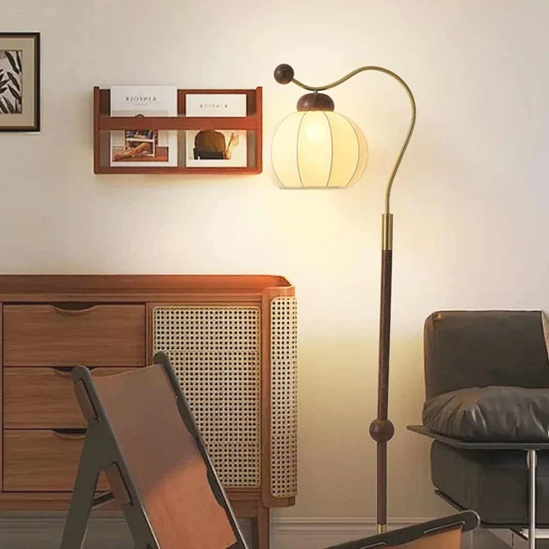 Table / Floor Lamp Vintage Lantern with Fabric Shade