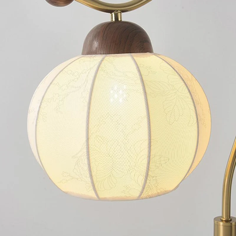 Table / Floor Lamp Vintage Lantern with Fabric Shade