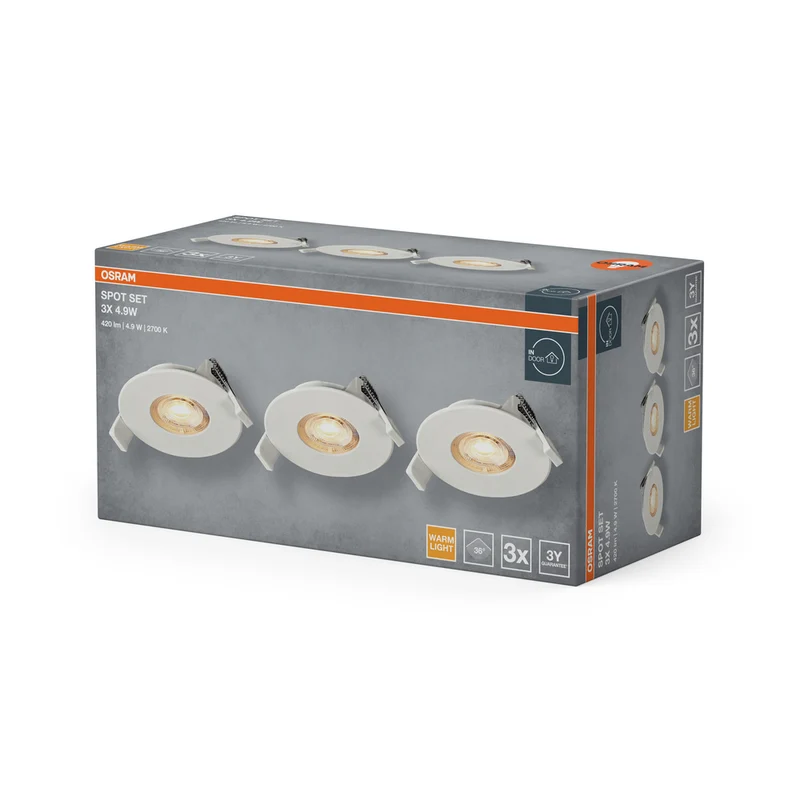OSRAM LED Spot Recess Einbaustrahler Set 4.9W 36° Weiß ⌀68 mm