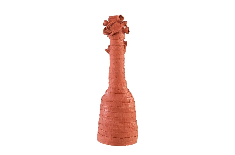 Casa Padrino Luxus Deko Skulptur Koralle Terrakottafarben 28 x 33 x H. 80 cm - Handgeformte organische Terrakotta Skulptur in Korallenform - Luxus Deko Accessoires