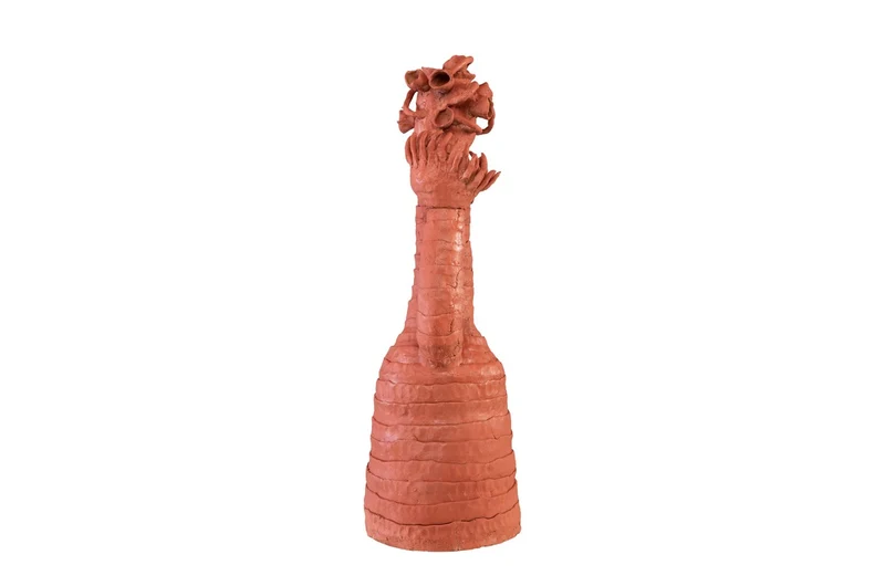 Casa Padrino Luxus Deko Skulptur Koralle Terrakottafarben 28 x 33 x H. 80 cm - Handgeformte organische Terrakotta Skulptur in Korallenform - Luxus Deko Accessoires