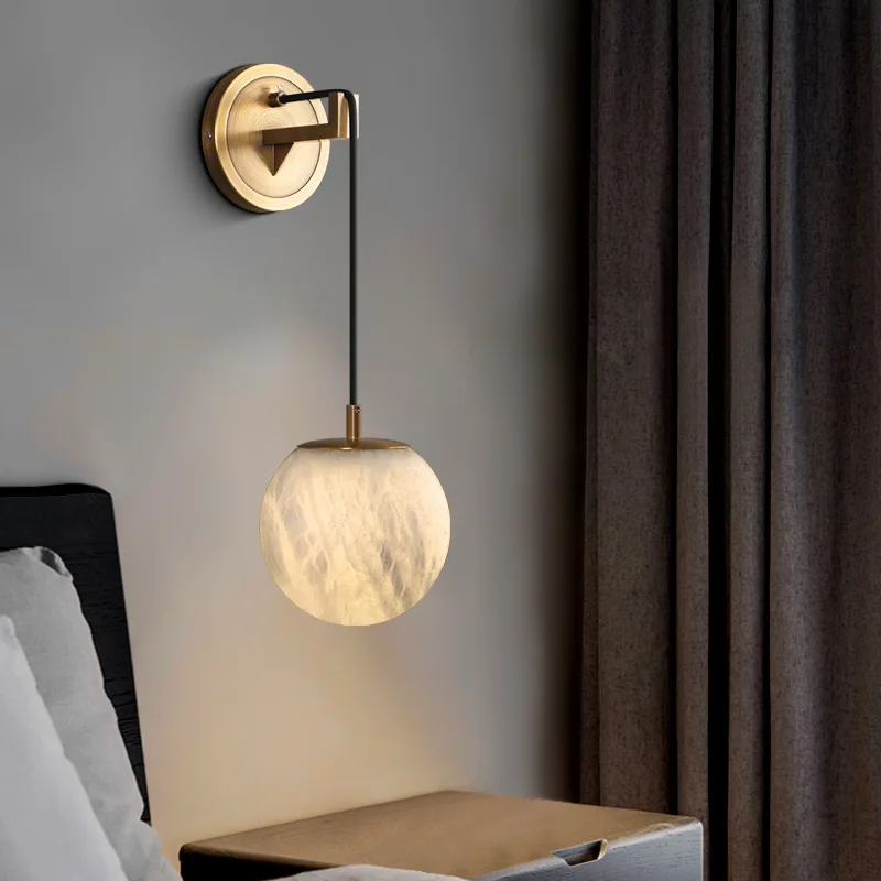 Wandleuchte aus Marmor und Kupfer für Schlafzimmer – Marbrelia