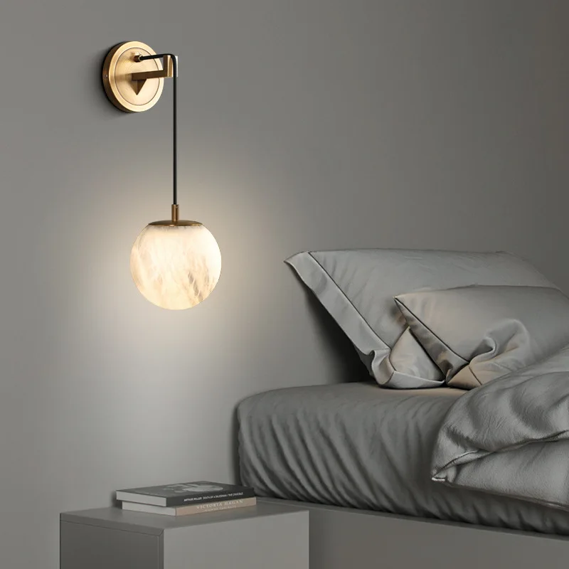 Wandleuchte aus Marmor und Kupfer für Schlafzimmer – Marbrelia