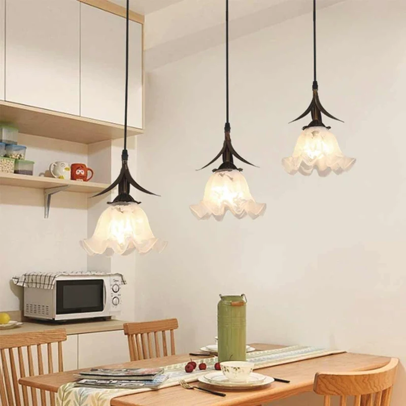Pendant Light Contemporary Coffee White Glass Flower Lily of the Valley