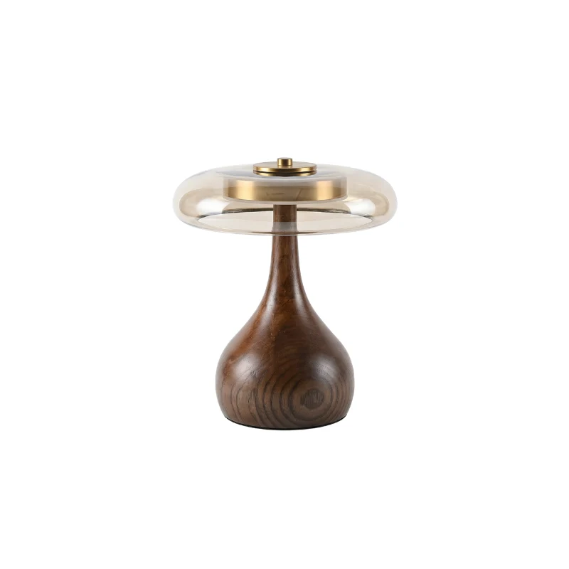 Tischlampe aus Holz und Kupferglas für Schlafzimmer – Maderi