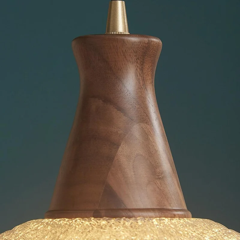 Pendant Light Vintage Japandi Saucer Brass Wood Glass Hat
