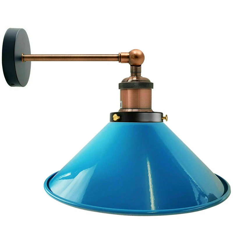 Retro Industrie Wandleuchte Farbig Kegelschirm Verstellbar E27 ~3710