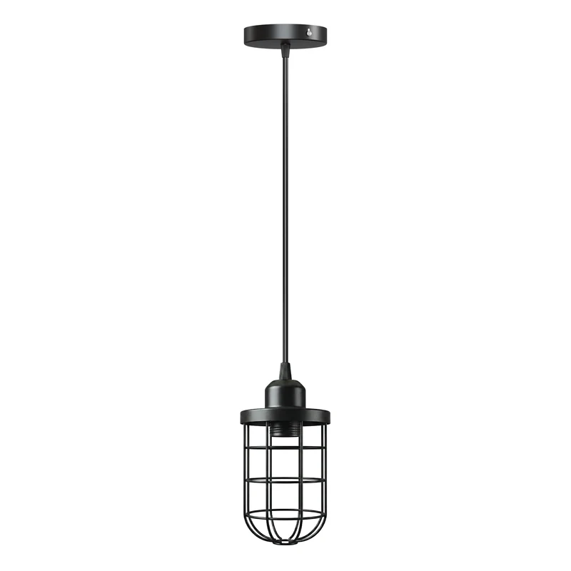 Industrial Pendelleuchte E27 Käfig Schwarz – Vintage Hängelampe ~3720