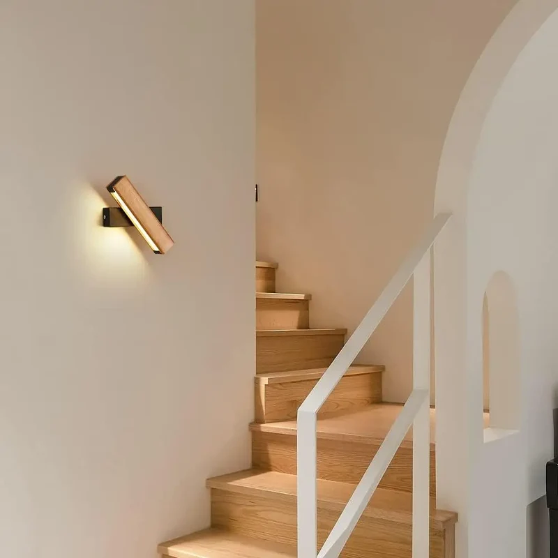 360° drehbare Wandleuchte aus Holz für Schlafzimmer – Serenalo