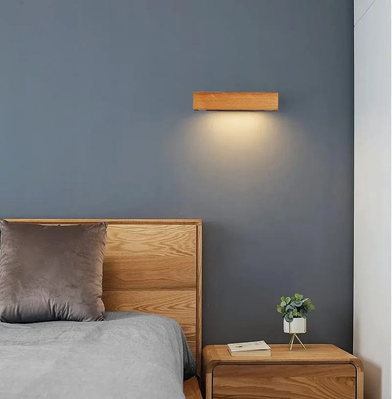 360° drehbare Wandleuchte aus Holz für Schlafzimmer – Serenalo