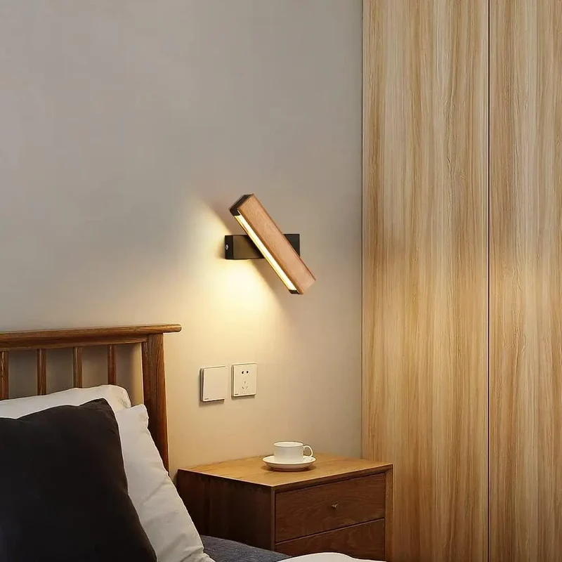 360° drehbare Wandleuchte aus Holz für Schlafzimmer – Serenalo