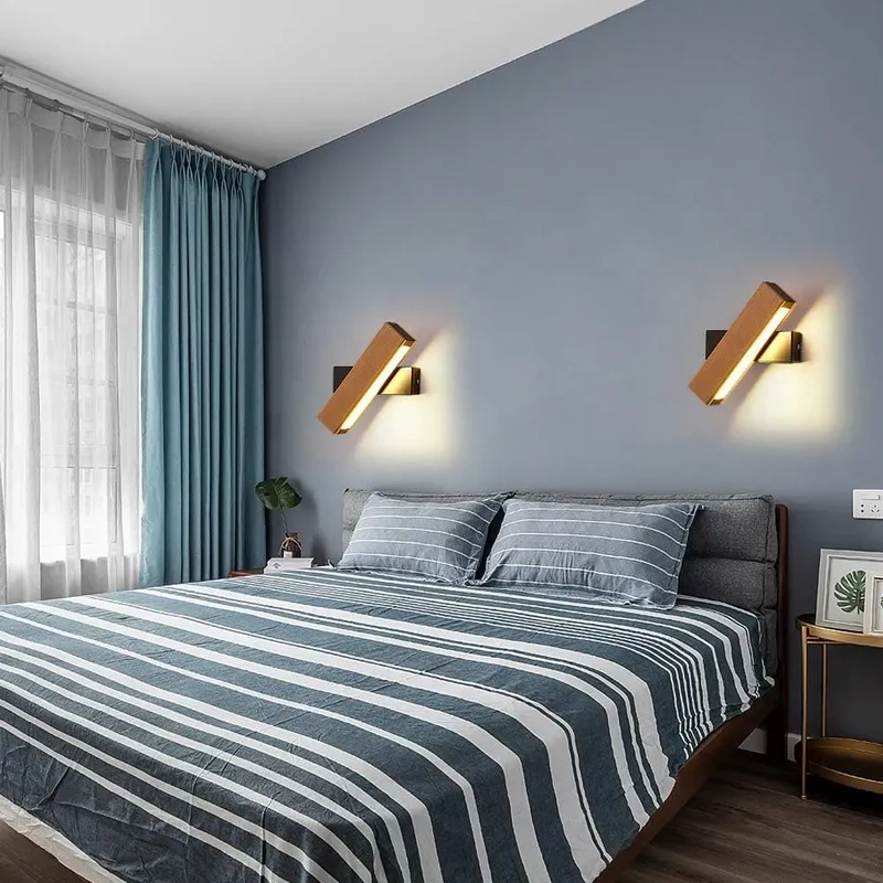360° drehbare Wandleuchte aus Holz für Schlafzimmer – Serenalo