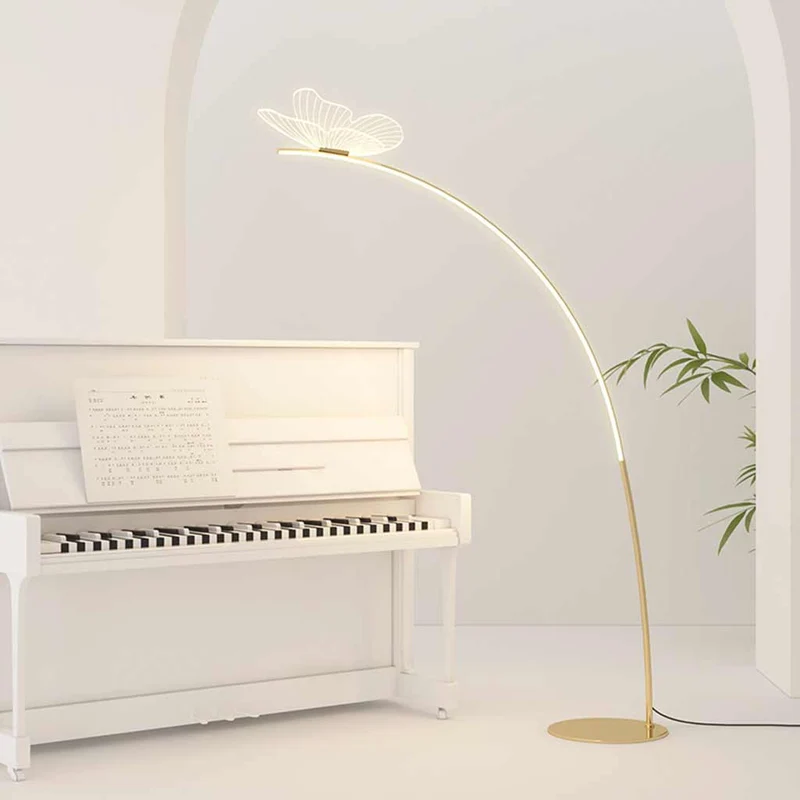 Floor Lamp Elegant Arch Acrylic Butterfly LED, Gold