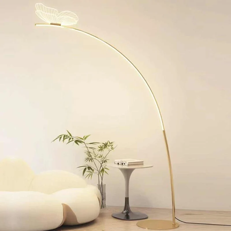 Floor Lamp Elegant Arch Acrylic Butterfly LED, Gold