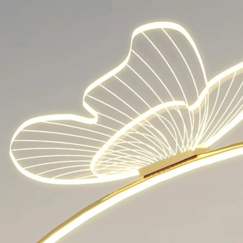 Floor Lamp Elegant Arch Acrylic Butterfly LED, Gold