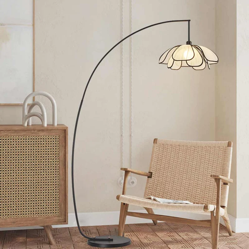 Floor Lamp Ambient Iron Arc Fishing Pole Fabric Flower