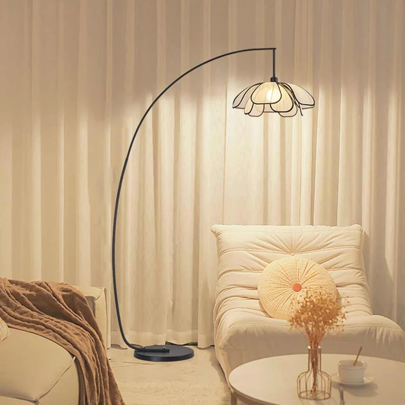 Floor Lamp Ambient Iron Arc Fishing Pole Fabric Flower