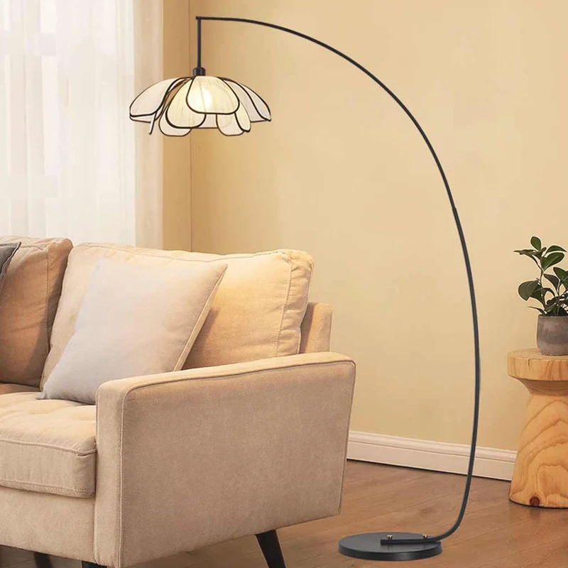 Floor Lamp Ambient Iron Arc Fishing Pole Fabric Flower