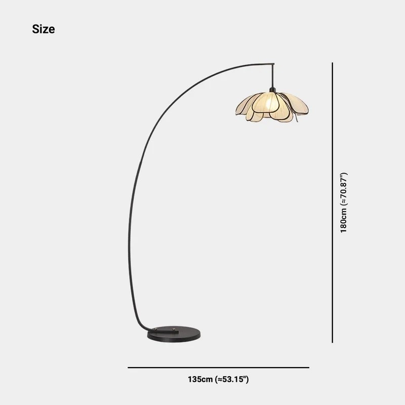 Floor Lamp Ambient Iron Arc Fishing Pole Fabric Flower