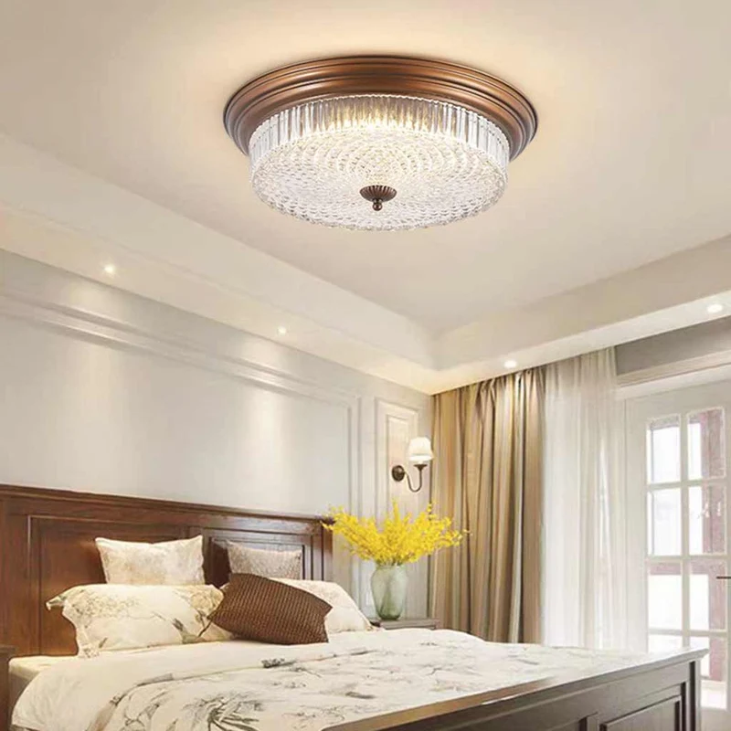 Flush Mount Ceiling Light Mid-century Vintage Round Glass