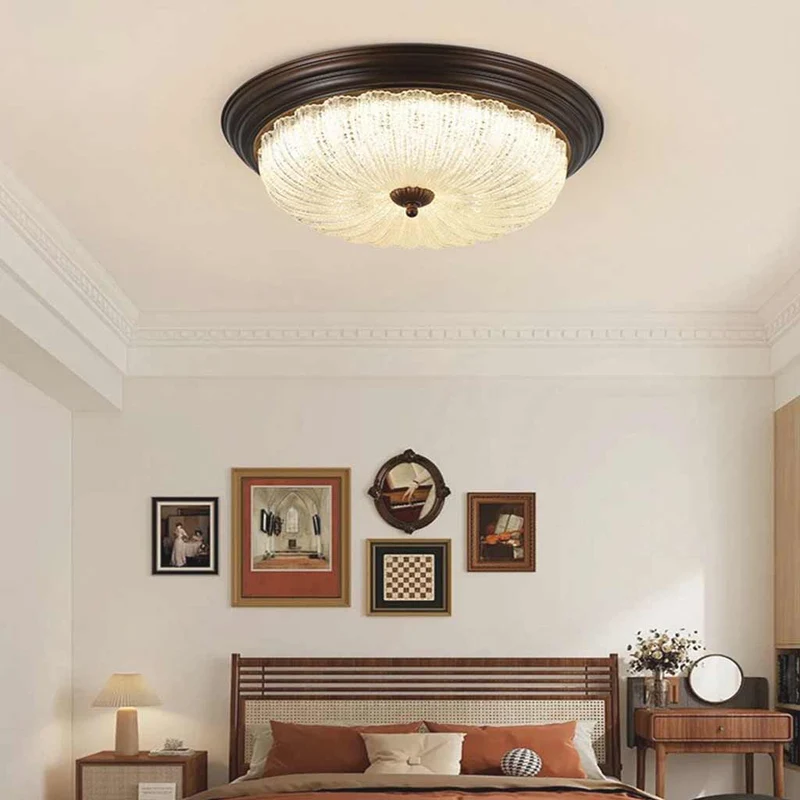 Flush Mount Ceiling Light Mid-century Vintage Round Glass