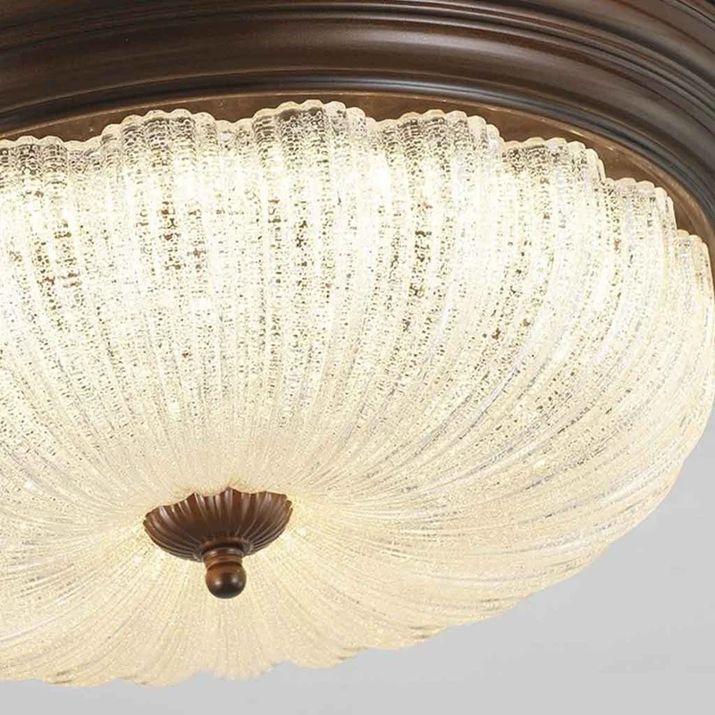 Flush Mount Ceiling Light Mid-century Vintage Round Glass